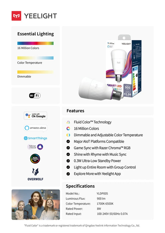 Yeelight Smart LED Bulb W3 - Color & Dimmable Warm White | E27 Voice Control | Works with Xiaomi Mi Home & Google Home