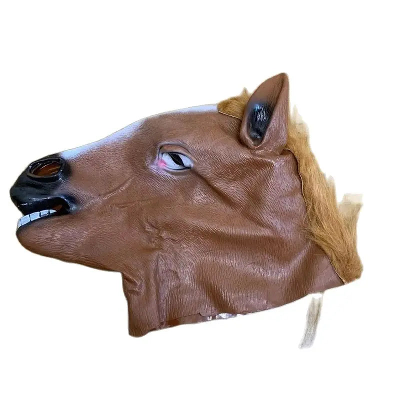 Men's & Women's Brown Horse Head Mask – Funny Latex Animal Mask for Halloween & Cosplay