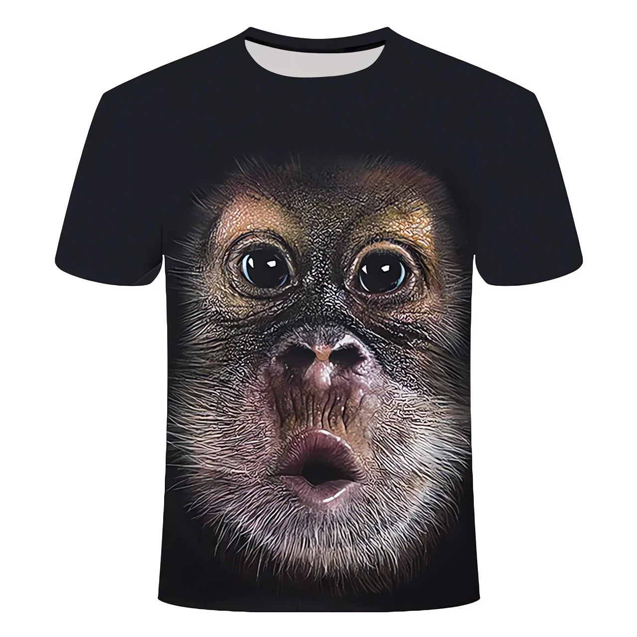 New men's T-shirt fashion 3D monkey print top summer casual short sleeved T-shirt men's fun clothing round neck loose oversized