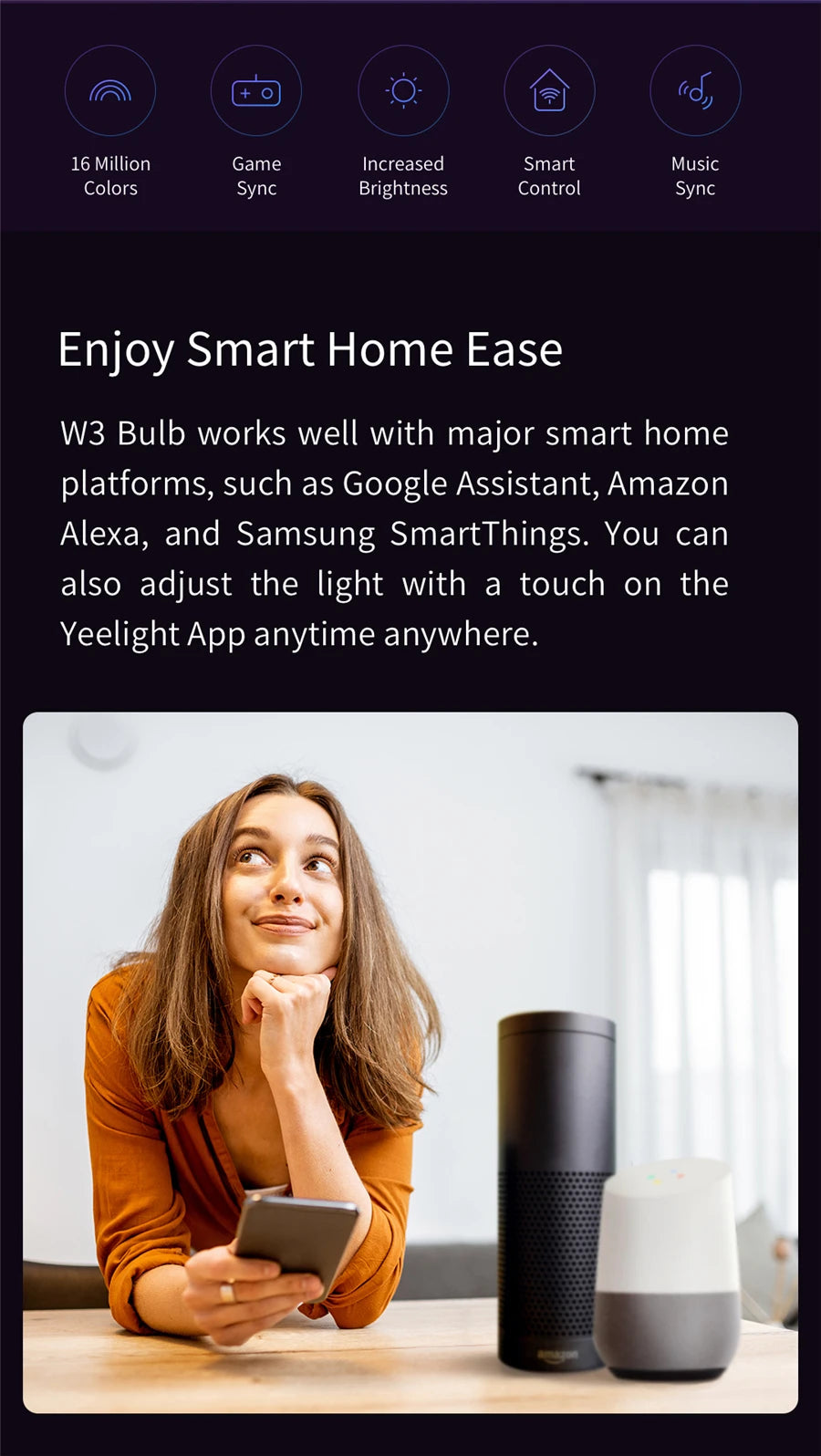 Yeelight Smart LED Bulb W3 - Color & Dimmable Warm White | E27 Voice Control | Works with Xiaomi Mi Home & Google Home