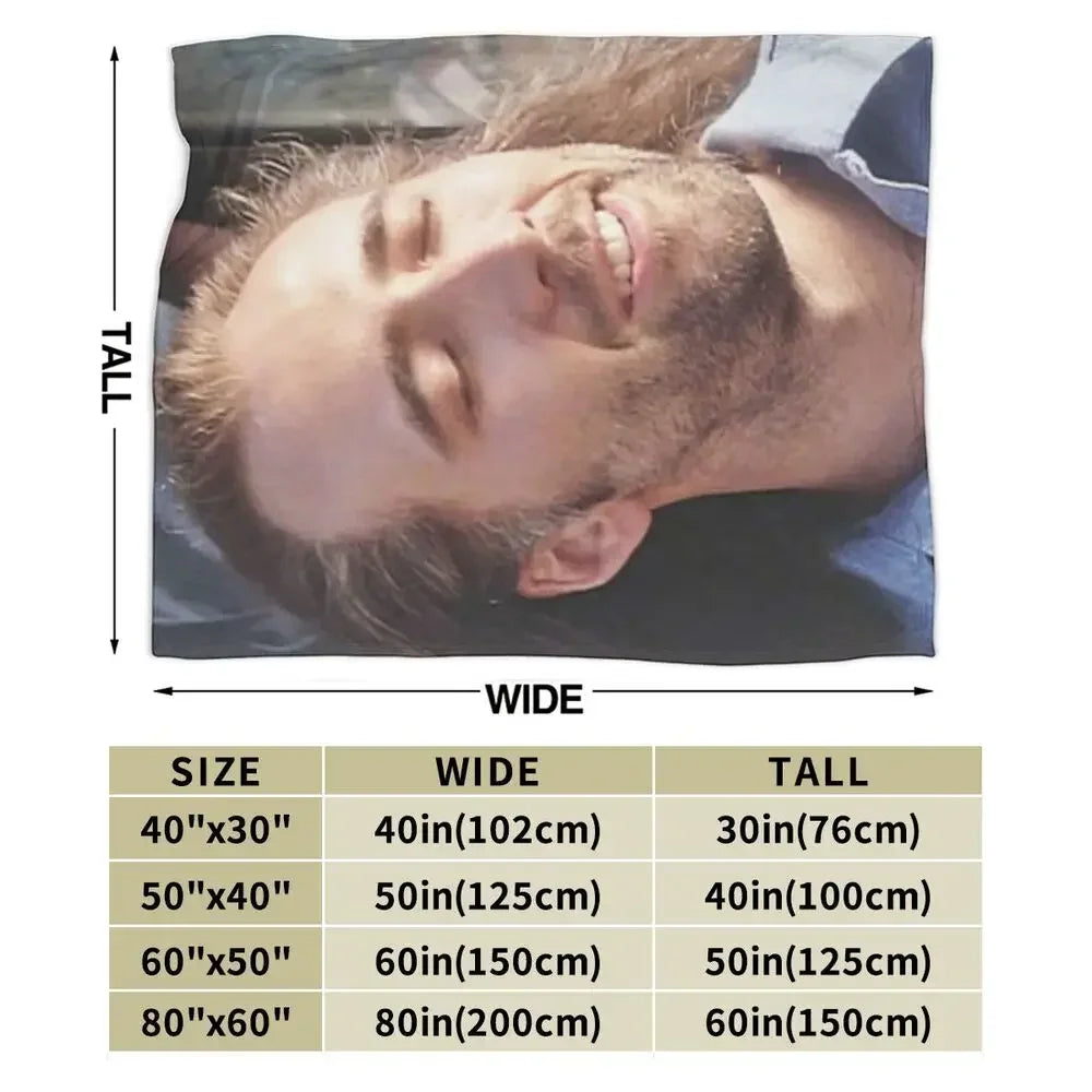 Nicolas Cage - Face Blanket Soft Warm Flannel Throw Blanket Bedding for Bed Living room Picnic Travel Home Sofa