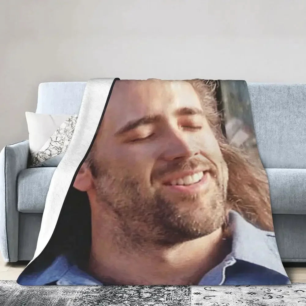 Nicolas Cage - Face Blanket Soft Warm Flannel Throw Blanket Bedding for Bed Living room Picnic Travel Home Sofa