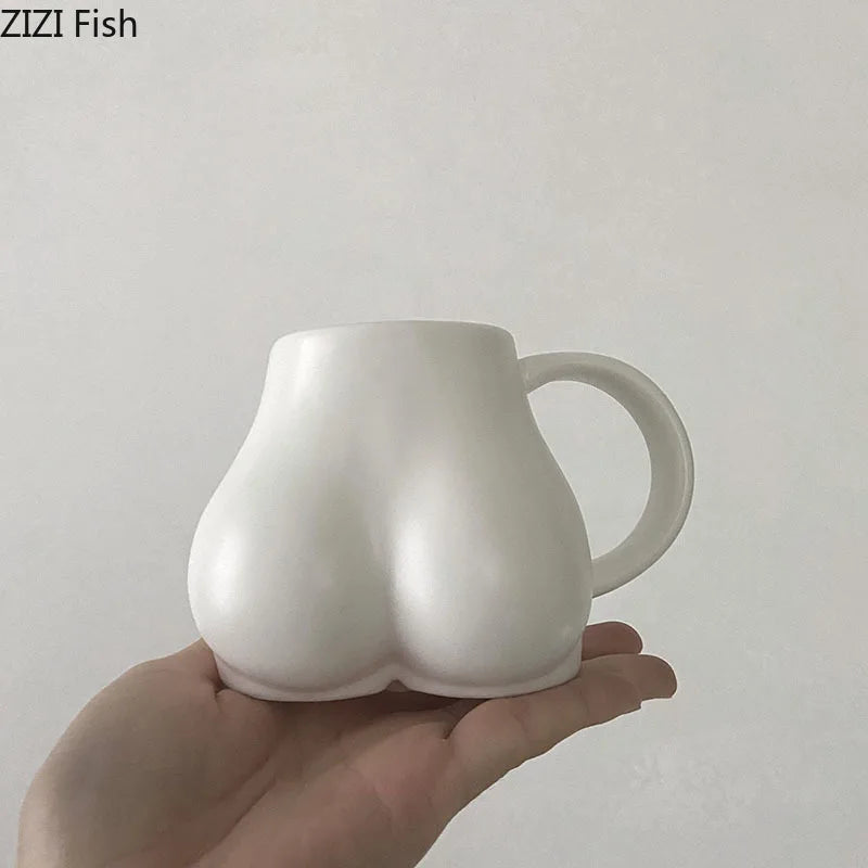 250ml Lips Ceramic Cup Creativity Body Butt Coffee Mugs Heat Resistant Cartoon Human Face Mugs Tea Cups Ceramic Handle Mug