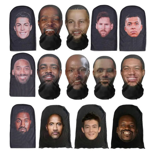 3D Printed Kanye Face Mask – Seamless Celebrity Head Cover for Cosplay & Hip-Hop Style