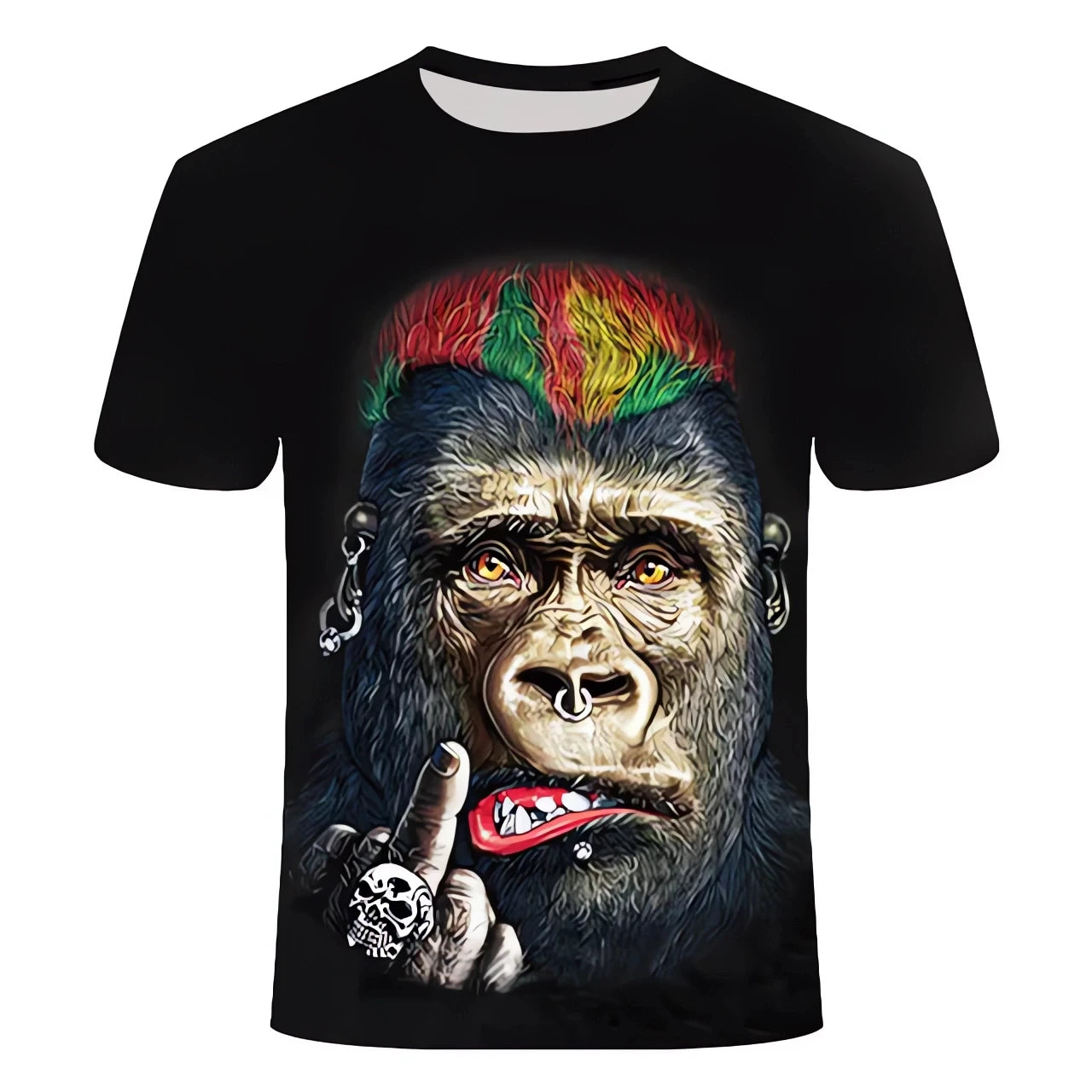 New men's T-shirt fashion 3D monkey print top summer casual short sleeved T-shirt men's fun clothing round neck loose oversized