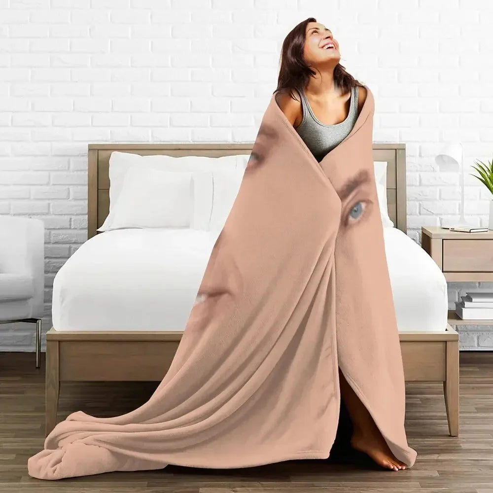 Nicolas Cage - Face Blanket Soft Warm Flannel Throw Blanket Bedding for Bed Living room Picnic Travel Home Sofa