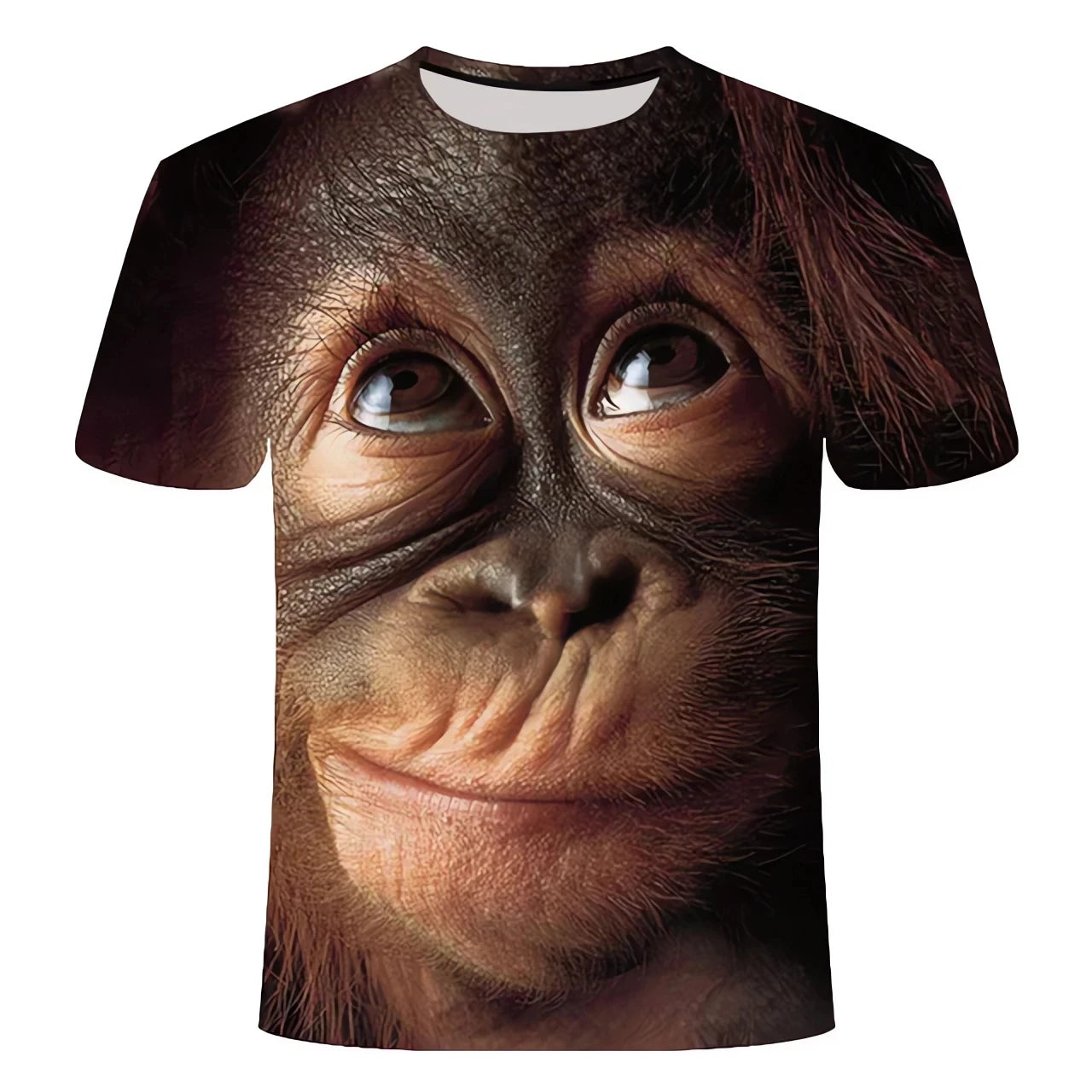 New men's T-shirt fashion 3D monkey print top summer casual short sleeved T-shirt men's fun clothing round neck loose oversized
