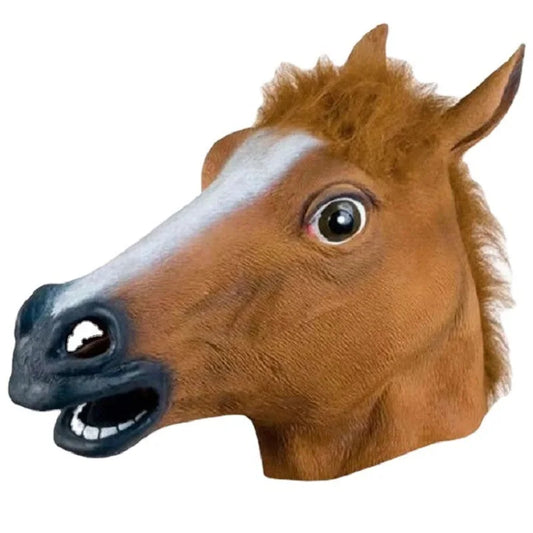 Men's & Women's Brown Horse Head Mask – Funny Latex Animal Mask for Halloween & Cosplay