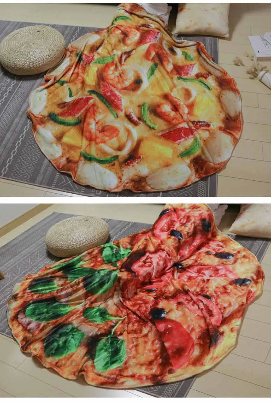 Fun Realistic Chinese Cabbage Tortilla Burrito Pizza Blanket, Donut Fried Egg, Watermelon Throw  Giant Food Pattern